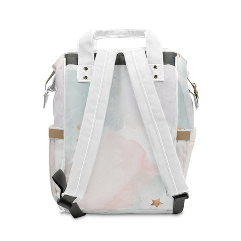 Chic Multifunctional Diaper Backpack | Stylish & Practical Baby Bag with Watercolor Design