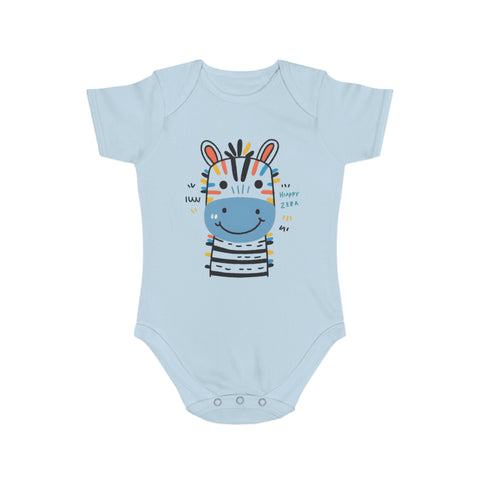 Happy Zebra Short Sleeve Baby Bodysuit - Cute Infant Outfit for Celebrations & Everyday Wear