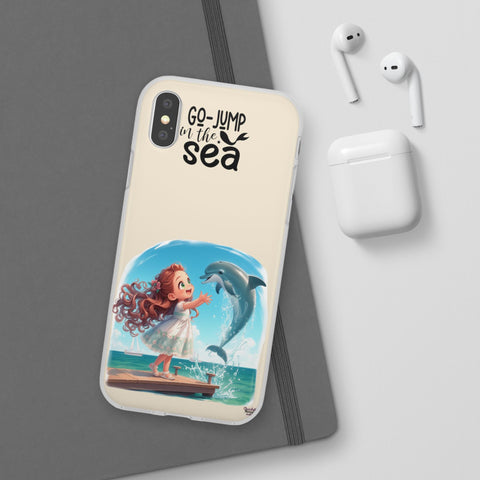 Cute Dolphin Phone Case, Go Jump in the Sea, Ocean Lover Gift, Beach Vibe Accessory, Summer Tech Gear, Kids Phone Cover