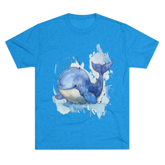 Whale Splash Unisex Tri-Blend Crew Tee - Eco-Friendly Fun Shirt