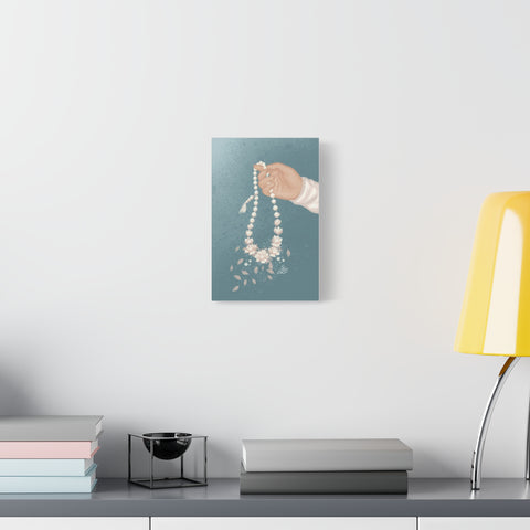 Floral Canvas Art Print - Hand Holding Elegant Necklace Decor
