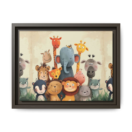 Whimsical Animal Art Print - Framed Canvas for Kids' Rooms