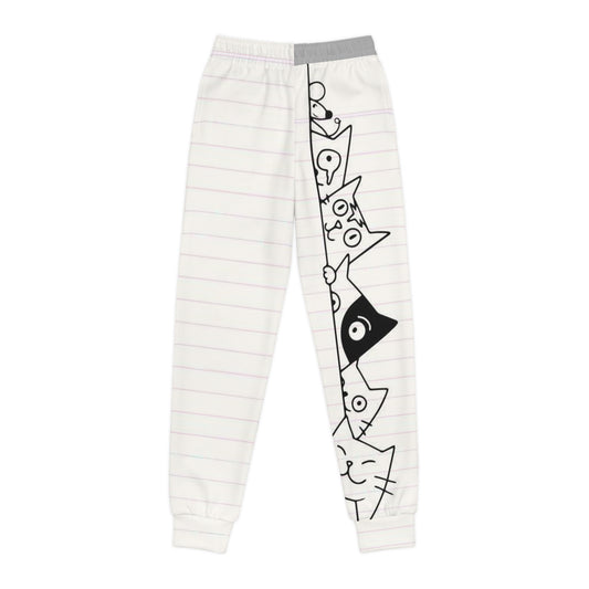 Cute Cat Print Youth Joggers for Playtime & Chill Days