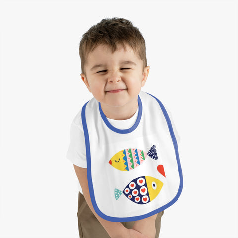 Cute Fish Design Baby Bib - Contrast Trim