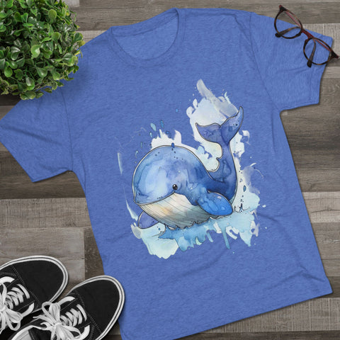 Whale Splash Unisex Tri-Blend Crew Tee - Eco-Friendly Fun Shirt