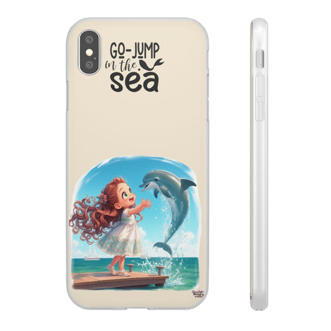 Cute Dolphin Phone Case, Go Jump in the Sea, Ocean Lover Gift, Beach Vibe Accessory, Summer Tech Gear, Kids Phone Cover