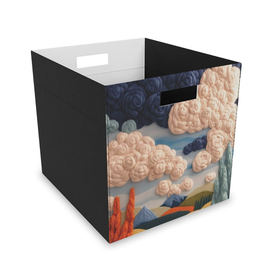 Stylish Felt Storage Box with Colorful Landscape Design - Perfect for Home Organization and Decor