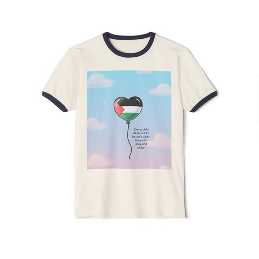 Heart Balloon Unisex Cotton Ringer T-Shirt, Inspirational Tee, Everyday Wear, Gift for Parents, Eco-Friendly Fashion