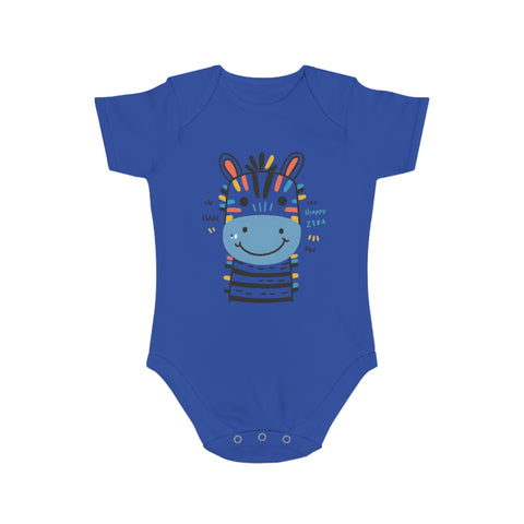 Happy Zebra Short Sleeve Baby Bodysuit - Cute Infant Outfit for Celebrations & Everyday Wear