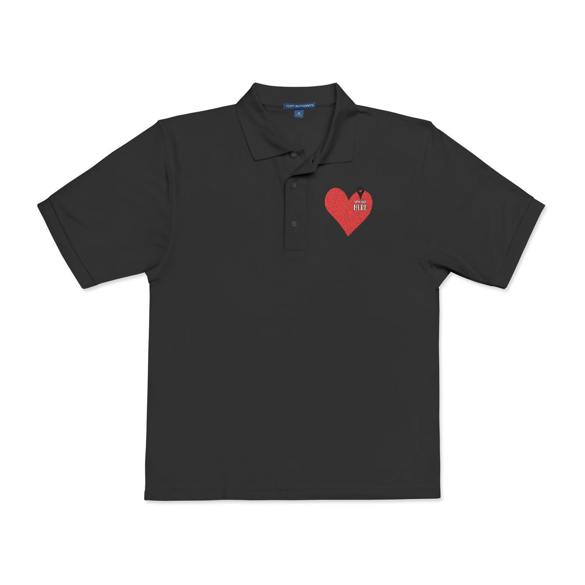 Embroidered Heart Unisex Polo Shirt - Casual Chic for Everyday Wear