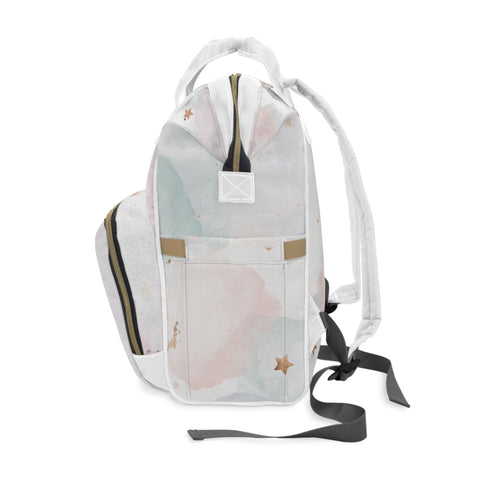 Chic Multifunctional Diaper Backpack | Stylish & Practical Baby Bag with Watercolor Design