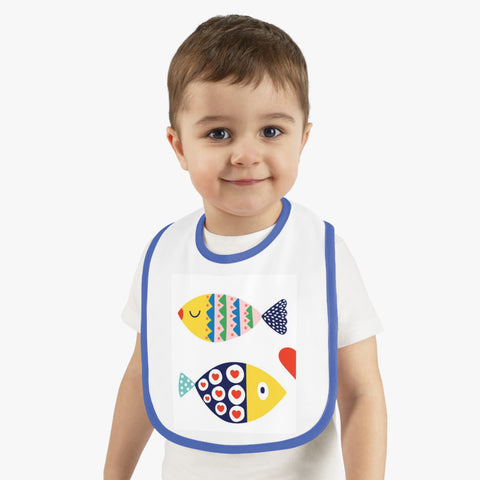 Cute Fish Design Baby Bib - Contrast Trim