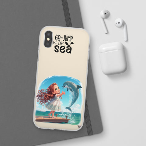 Cute Dolphin Phone Case, Go Jump in the Sea, Ocean Lover Gift, Beach Vibe Accessory, Summer Tech Gear, Kids Phone Cover