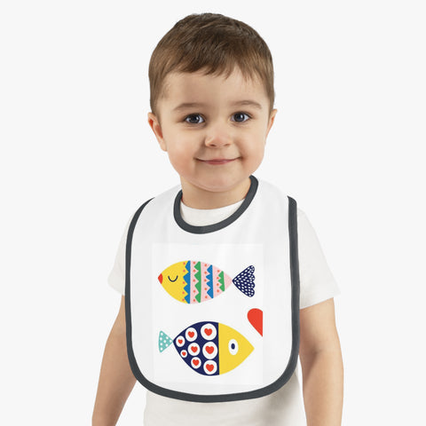 Cute Fish Design Baby Bib - Contrast Trim