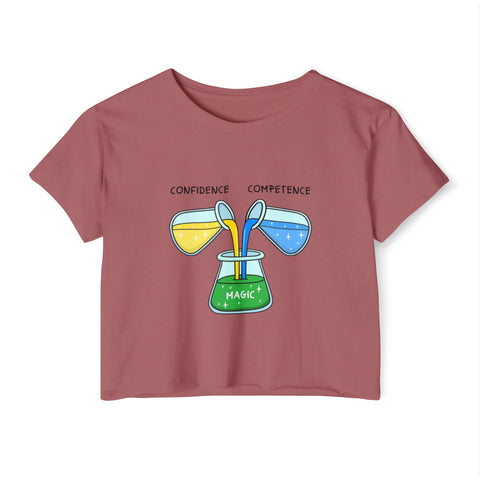 Confidence & Competence Festival Crop Top, Cute Summer Tee, Boho Chic Top, Music Festival Outfit, Casual Women's Wear