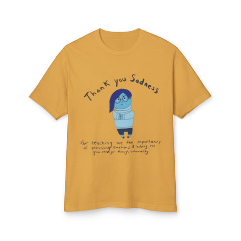Thank You Sadness Unisex Heavyweight Tee | Gratitude Shirt, Mental Health Awareness Tee, Casual Gift, Comfy Everyday Wear, Unisex Gift